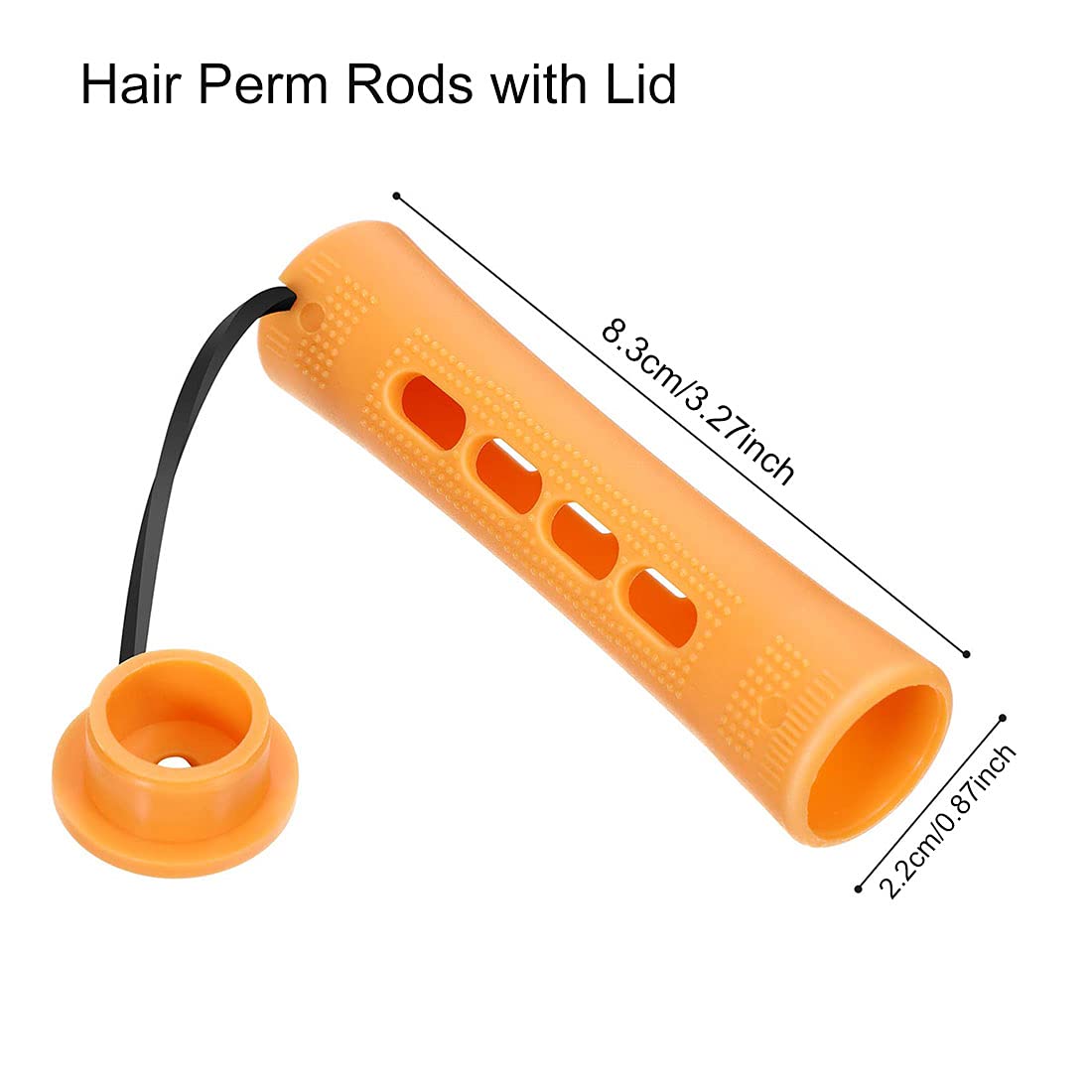 CLIONE 60pcs Perm Rods Set - Non-Slip Plastic Cold Wave Rollers for Long & Short Hair | 0.87 Inch Orange Curling Rods