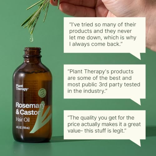 Plant Therapy Rosemary & Castor Oil Hair Treatment for Growth & Shine - 4 oz