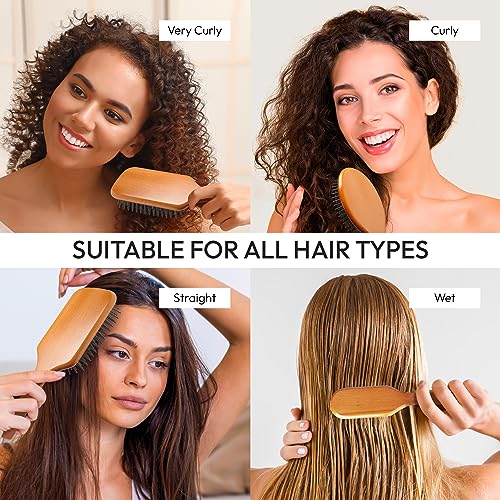 Red by Kiss Beechwood Square Paddle Hair Brush for Painless Detangling