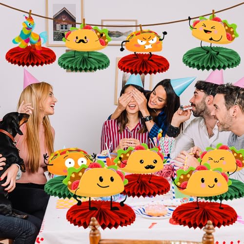Taco Theme Birthday Honeycomb Centerpieces - 9 Pcs Set