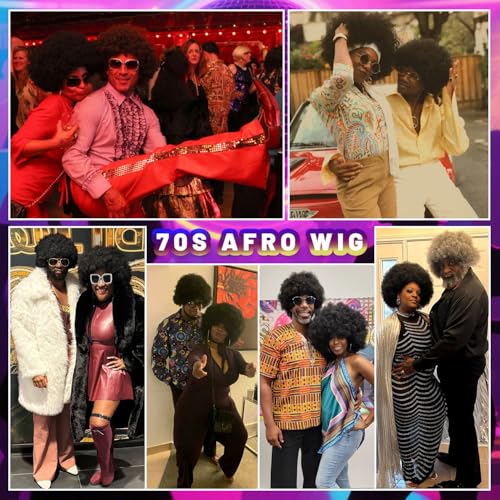 70s Afro Puff Wig Synthetic Curly Hair for Daily Use and Costumes