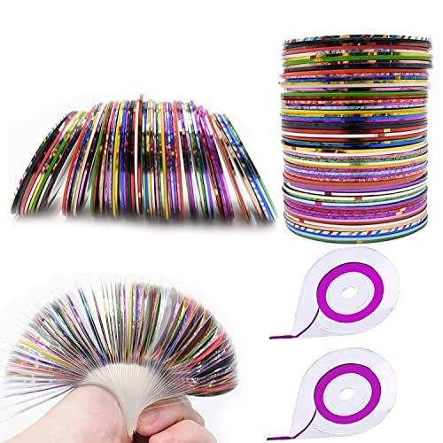 60 Colors Nail Striping Tape Set with 2 Dispensers - DIY Nail Art