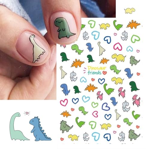 Dinosaur Nail Art Stickers for Kids - 2 Sheets of 3D Decals