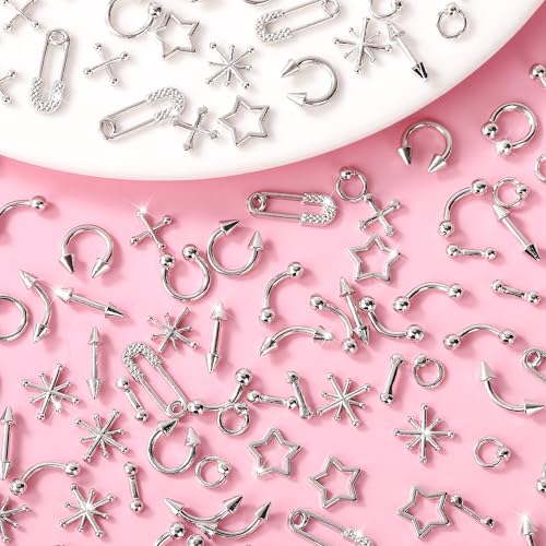 120PCS Silver Cross & Star Nail Charms for DIY Manicure