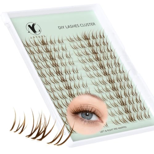 ACTROL Brown Cat Eye Lash Clusters C Curl 7-12mm Pre-Mapped Wispy Faux Mink
