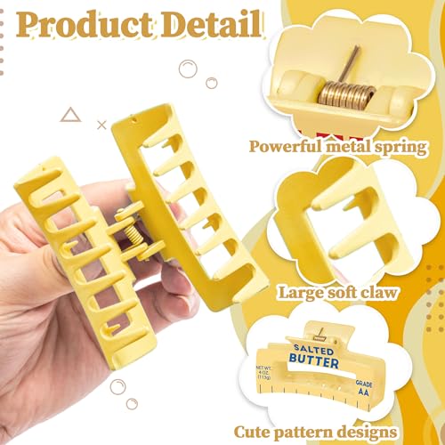 4 Pack Realistic Butter Hair Claw Clips - Cute Colors for Women