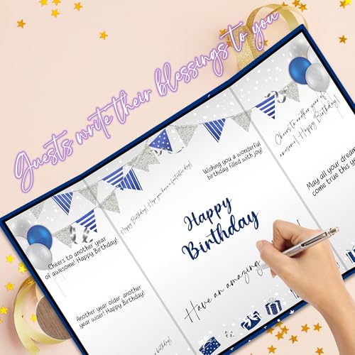Happy Birthday Guest Book - 18'' x 12'' Signature Card with Wooden Decor