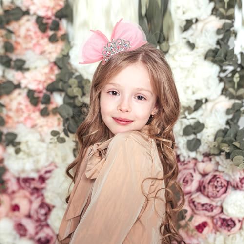 Crown Hair Clips Set for Girls - Sparkly Bows & Ribbon Barrettes