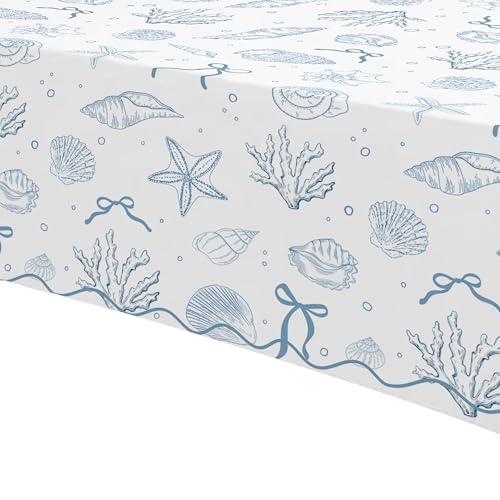 Coastal Seashell Tablecloths - 3 Pack, 55x86in Disposable for Beach Parties