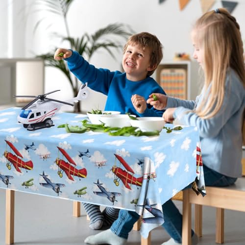 3pcs Airplane Party Tablecloths - Disposable Plastic Covers for Kids