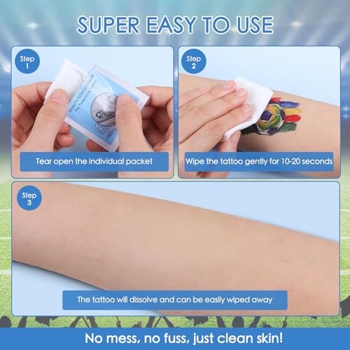 Achenyu Disposable Tattoo & Face Paint Removal Wipes 20 Pack S - Hygienic, Quick-Dry, Gentle