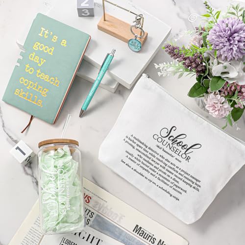 Sunnychicc Green 16oz School Counselor Gift Set with Mug Notebook Pen & Keychain