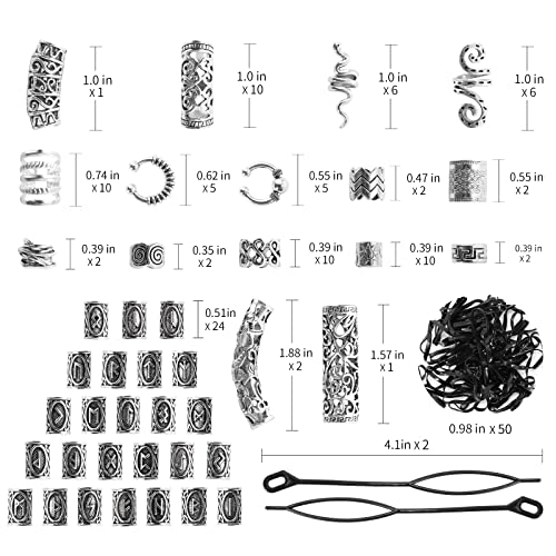152PCS Viking Hair Jewelry Beads Set for Braids Beards & DIY Accessories