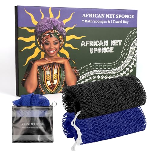Bathway African Net Sponge Set of 2 - Exfoliating Body Scrubber
