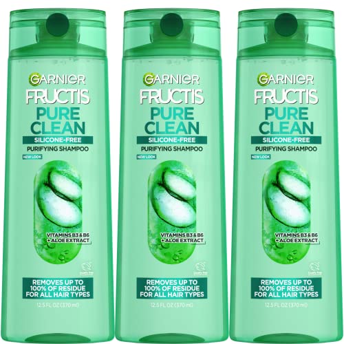 Garnier Fructis Pure Clean Shampoo, Silicone-Free, 12.5 Fl Oz - 3 Count