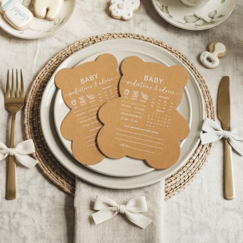 50 Baby Shower Predictions & Advice Cards - Bear Themed Keepsakes