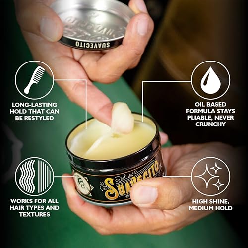 Suavecito Oil-Based Pomade 3 oz - Original Scent for All Hair Types