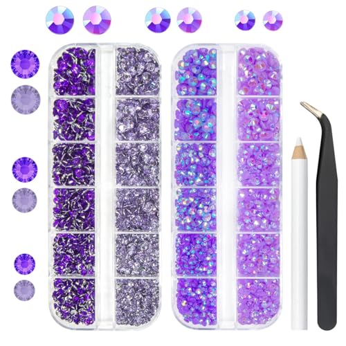 qiipii Light Purple Dark Purple Series Resin Rhinestones for Crafts & Nail Art 3mm-5mm