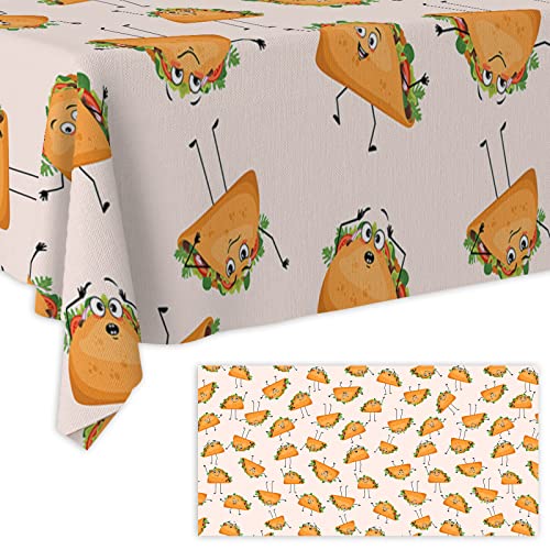 Mexican Taco Print Tablecloth - 53"x98" Rectangular Party Cover