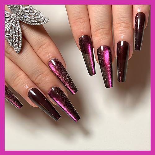 4 Pack Long Coffin Press on Nails L026 - Gradient & Glitter Acrylic