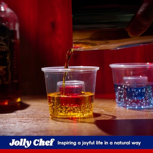 JOLLY CHEF 60 Disposable Bomber Cups - 4oz Clear Plastic Shot Glasses