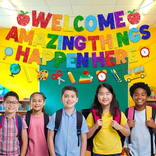 Welcome Banner for Classrooms - Amazing Things Happen Here Decor