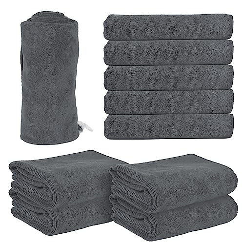 Precious Harvest Grey Microfiber Salon Towels 12 Pack - Soft Quick Dry Hair & Spa Towels