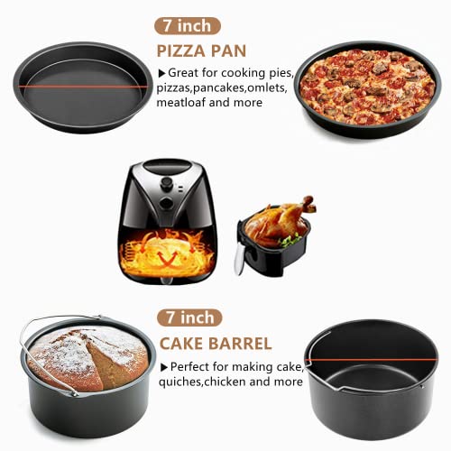 MIUVA Air Fryer Accessories Set for 3.2QT-5.8QT - Cake Barrel & Pizza Pan
