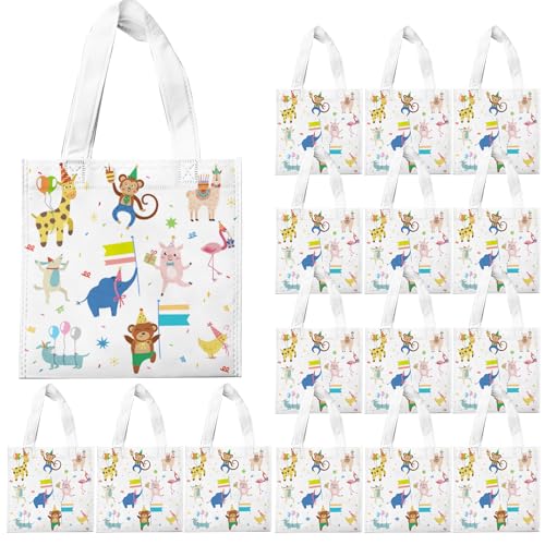 20 Pack Jungle Animal Gift Bags - Reusable Party Favor Bags