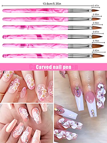 TOROKOM 19-Piece Pink Nail Art Brush and Dotting Tool Set for UV Gel