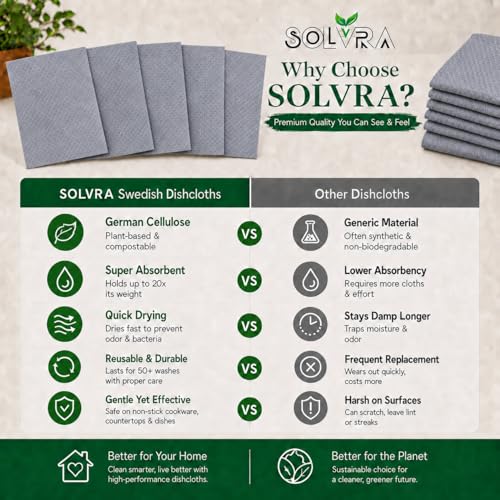 10 Grey Swedish Dishcloths - Ultra Absorbent & Eco-Friendly
