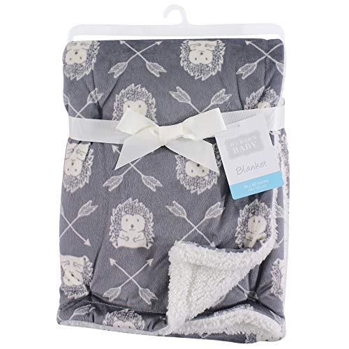 Hudson Baby Plush Mink and Sherpa Blanket for Infants - Hedgehog, 30x40 inches