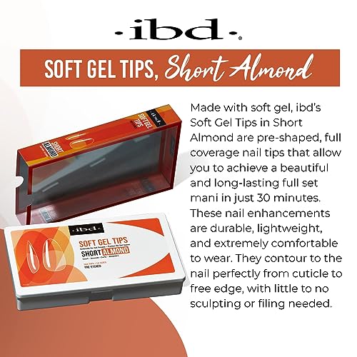IBD Short Almond Soft Gel Nail Tips - 504 Pre-Etched Nails