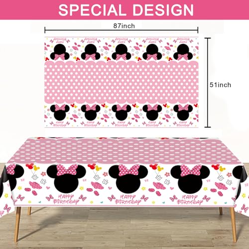 3-Pack Pink Mouse Disposable Tablecloths for Kids' Parties