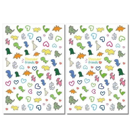 Dinosaur Nail Art Stickers for Kids - 2 Sheets of 3D Decals