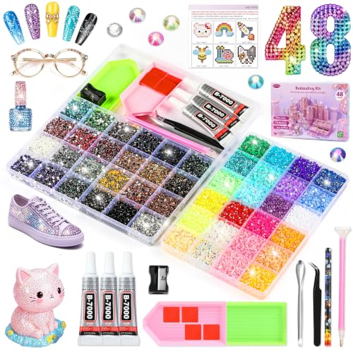 Urstand 48,000 Pcs Resin Jelly Rhinestones Kit with B7000 Glue & Tools for DIY Jewelry & Crafts