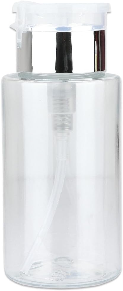 Clear Push Down Pump Dispenser - 3oz Refillable Empty Bottle | Lockable Travel Cosmetic Packaging for Nail Polish