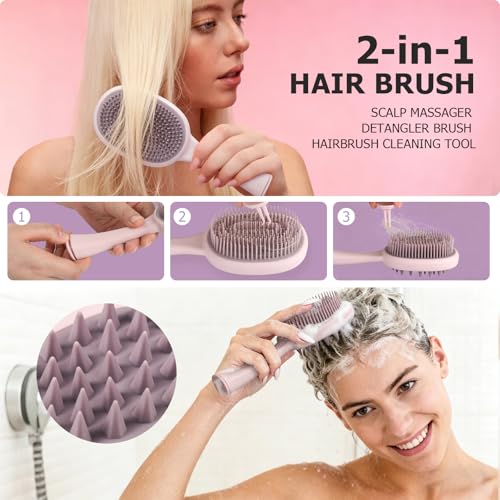 2-in-1 Detangling Brush & Scalp Massager for All Hair Types