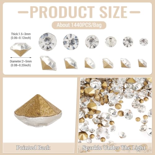 Crystal Pointed Back Rhinestones for Nail Art 1440pcs/Bag DIY Decorations