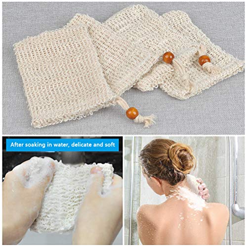 BUYGO 30 Pack Natural Sisal Soap Saver Bags with Drawstring for Exfoliating Bath & Shower