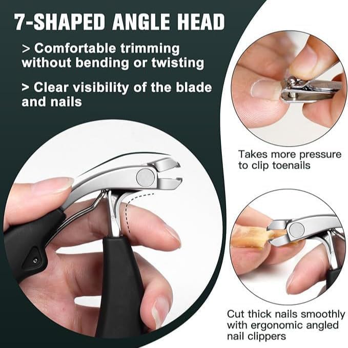 5pcs Silver Heavy Duty Nail Clipper Set with Angled Toe & Fingernail Clippers