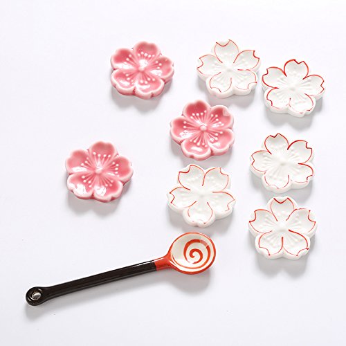 Cherry Blossom Ceramic Chopsticks Rest - Set of 6 Elegant Tableware