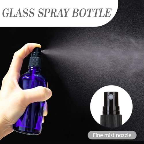 ALIFEIA 3.4 oz Blue Glass Spray Bottles 3-Pack - Refillable Travel Dispenser for Essential Oils & Cosmetics