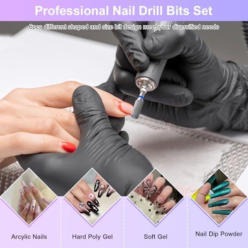 CGBE 6-Piece Tungsten Carbide Nail Drill Bit Set - 3/32" Universal Shank