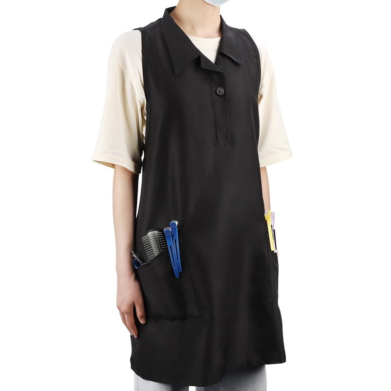 Segbeauty Barber Hairdresser Apron, Hair Stylist Salon Smock Aprons with Pockets, Cosmetology Salon Apron Pet Groomer Gown Sleeveless SPA Uniforms Protective Water-proof Work Clothes for Women Small