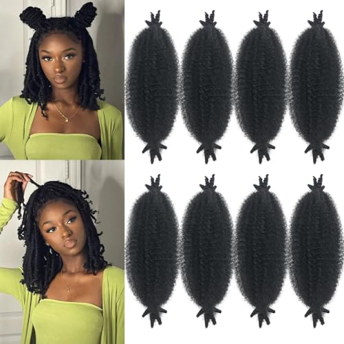 Sunsmilely 12 Inch Afro Twist Hair Extensions - 8 Packs Kinky Twist for Soft Locs, Color 2