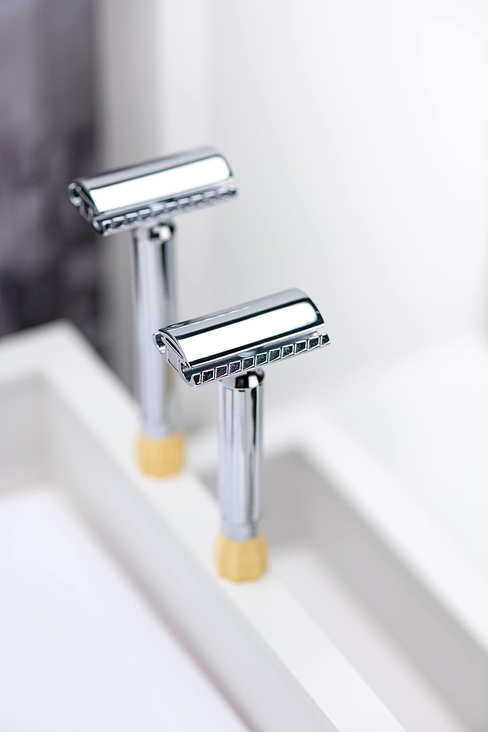 MERKUR Progress 510 Adjustable Double Edge Safety Razor - Long Handle Adjustable Razor With Dial Made in Germany Plastic-Free Closed Comb Straight Bar