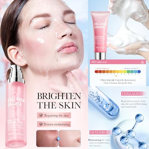 LOTIZUO 11-Piece Cherry Blossom Skincare Set for Hydrating & Anti-Aging