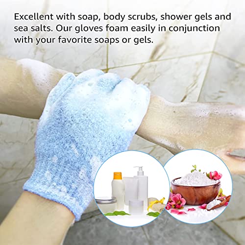 Evridwear Dual Texture Exfoliating Bath Gloves - 2 Pair Shower Set