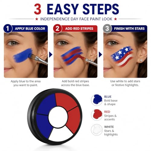 BOBISUKA 6-Color Cream Face & Body Paint Set – Washable, High Pigment for 4th of July & Festivals